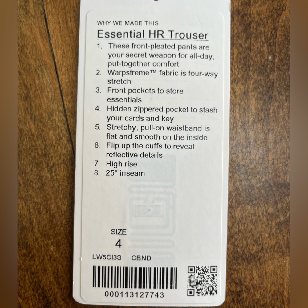 NWT Lululemon Essential High Rise Trouser - Picture 8 of 8